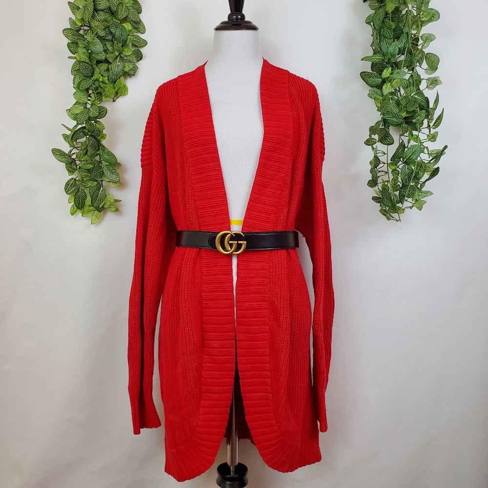 Charter Club Vibrant Red Open Front Knit Ribbed Cardigan Size XXL
